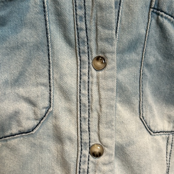 Angel + Premium Camp Denim Button Down Shirt Pearl Snaps - Picture 3 of 10
